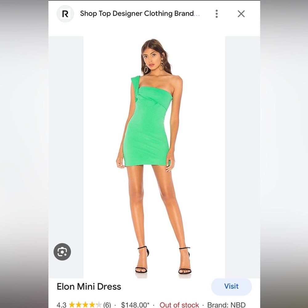 Women’s revolve NBD mini dress Kelly green size small never worn